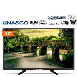 Nasco Slim TV LED 32" - HD- Décodeur Intégré- Régulateur De Tension - Garantie 12 Mois